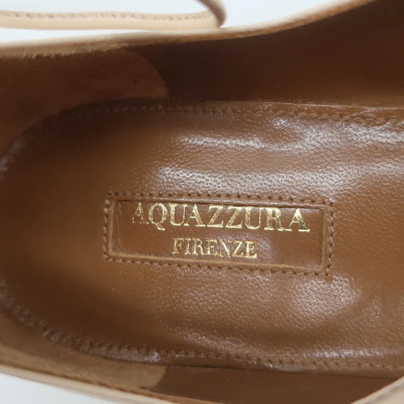 Aquazzura Christy Lace-Up Ballet Flats Ivory Leather Size 39.5 NEW