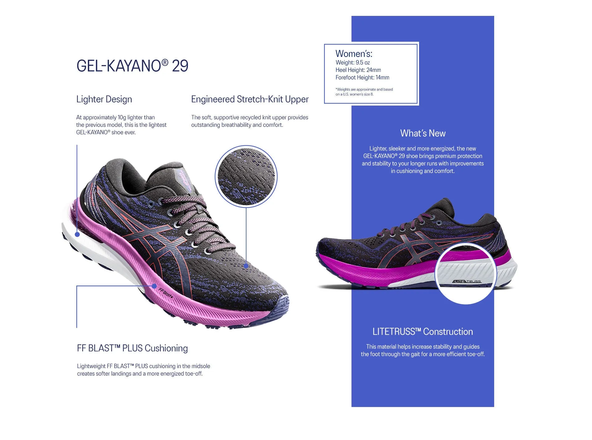 Asics Womens Gel-Kayano 29- Black/White (1012B272-002) Asics	Running Shoes
