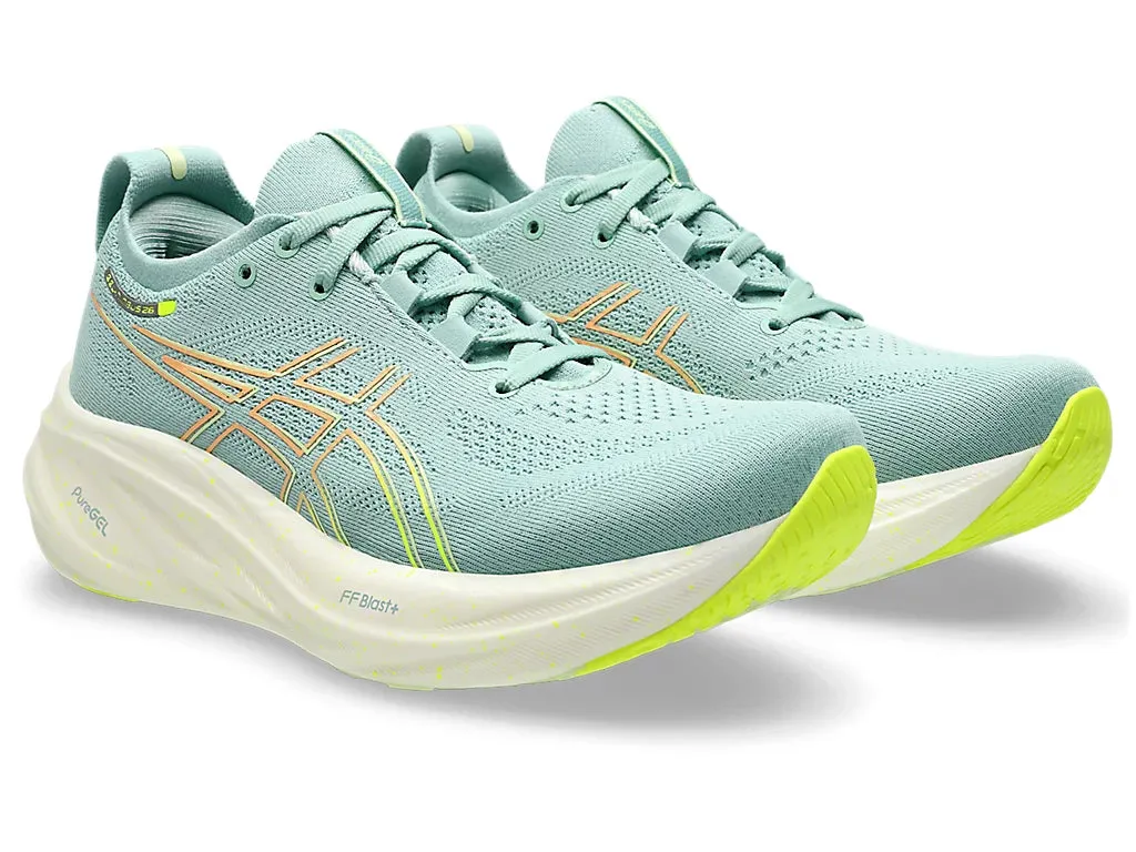 Asics Womens Gel Nimbus 26- Light Celadon/Safety Yellow (1012B601-301) Asics	Running Shoes