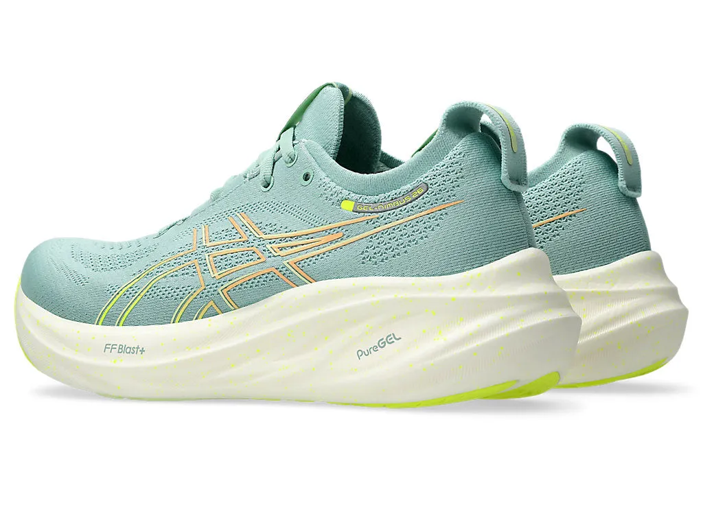Asics Womens Gel Nimbus 26- Light Celadon/Safety Yellow (1012B601-301) Asics	Running Shoes