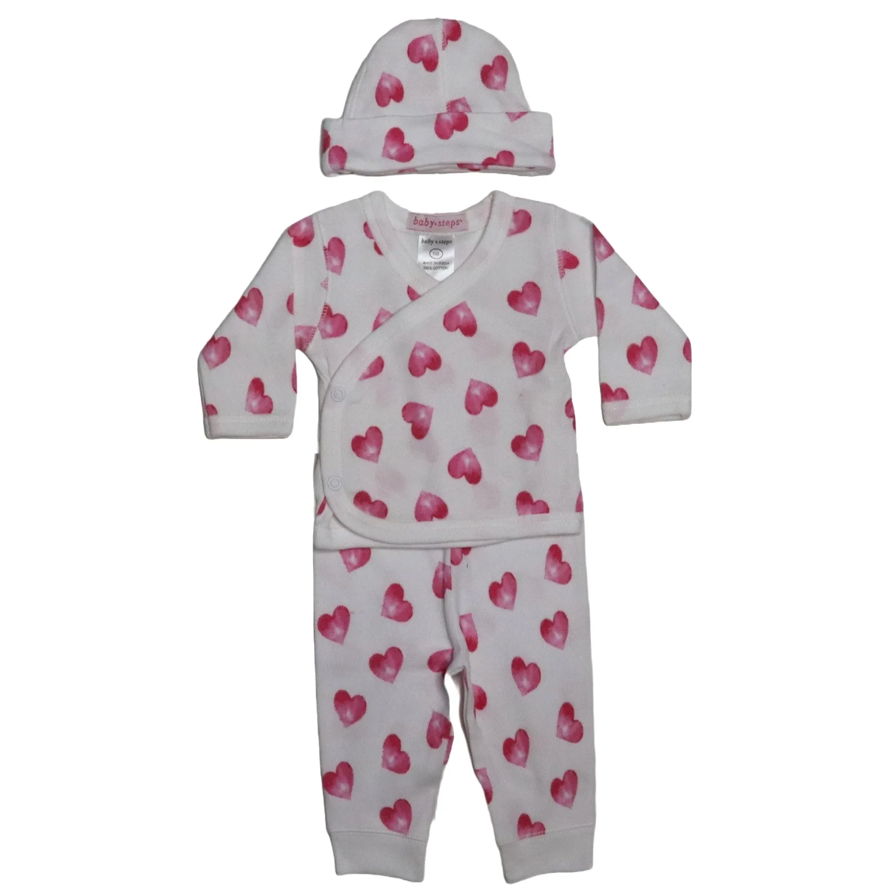Baby 3 Piece Set - Water Color Hearts Babykids_Baby-Steps-And-Mish-Kids