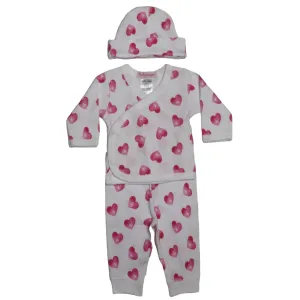 Baby 3 Piece Set - Water Color Hearts Babykids_Baby-Steps-And-Mish-Kids