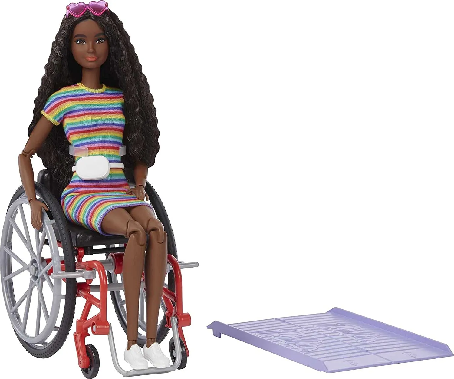 Barbie Toys Barbie Fashionistas Doll #166 with Wheelchair & Crimped Brunette Hair