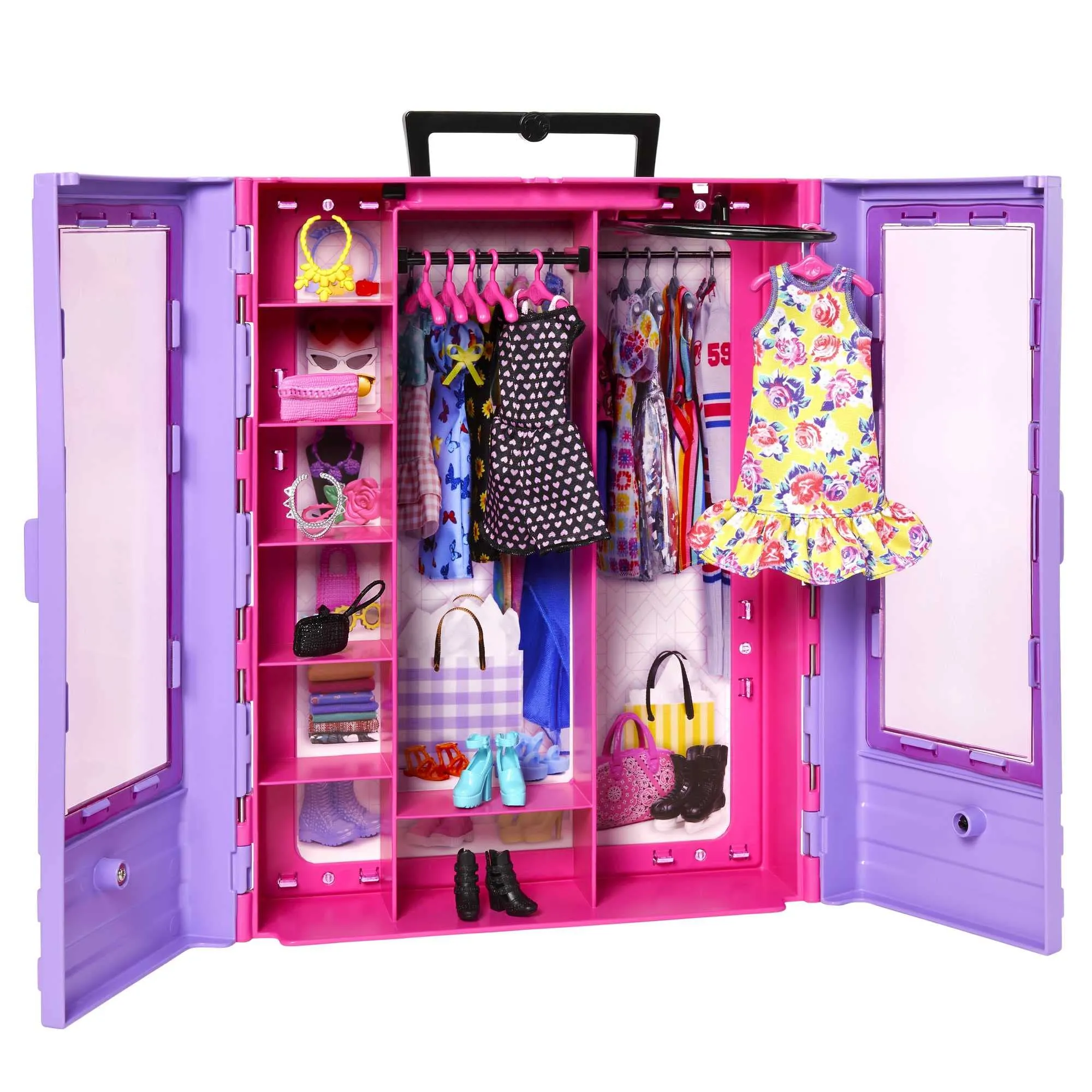 Barbie Toys Barbie Fashionistas Ultimate Closet and Doll Playset with 3 Outfits, 6 Hangers, and 15 Accessories (HJL66)