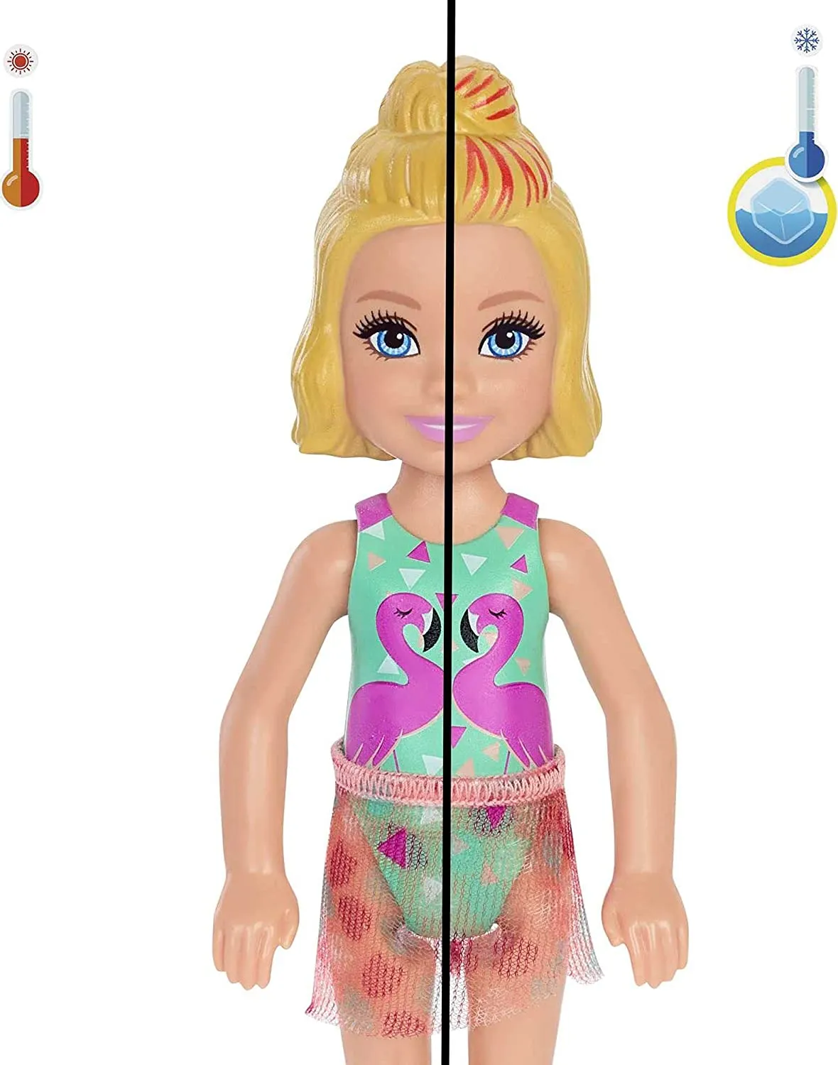 Barbie Toys Barbie GTT25 Chelsea Color Reveal Doll with 6 Surprises: 4 Bags with Cover-Up, Shoes, Towel & Accessory, Multicolor, 15.88 cm*8.4 cm*8.4 cm