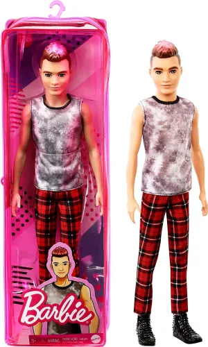 Barbie Toys Barbie GVY29 Ken Fashionista Rocker Ken Doll, Multicolor, 32.39 cm*5.08 cm*10.16 cm