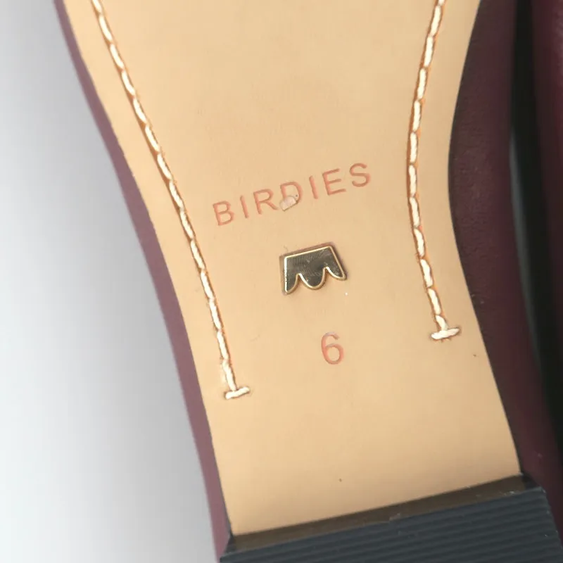 Birdies The Crane Ballet Flats Burgundy Leather Size 6 NEW