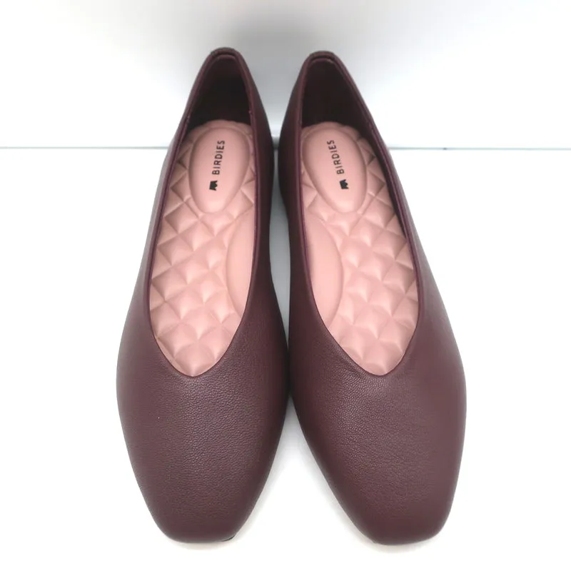 Birdies The Crane Ballet Flats Burgundy Leather Size 6 NEW