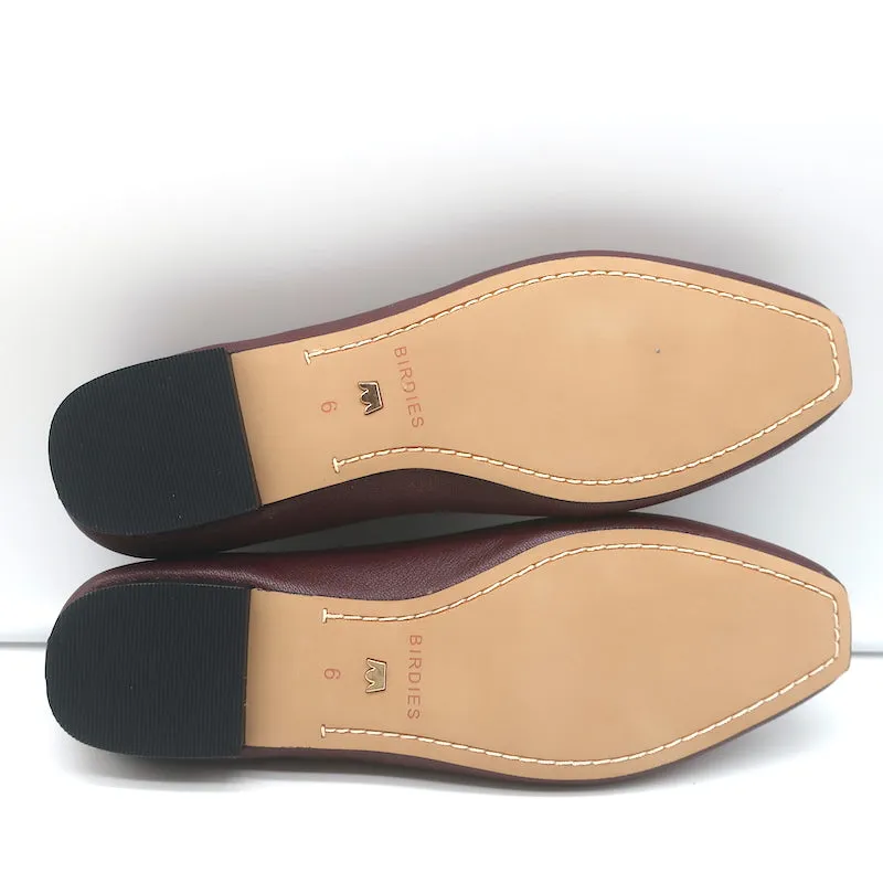 Birdies The Crane Ballet Flats Burgundy Leather Size 6 NEW