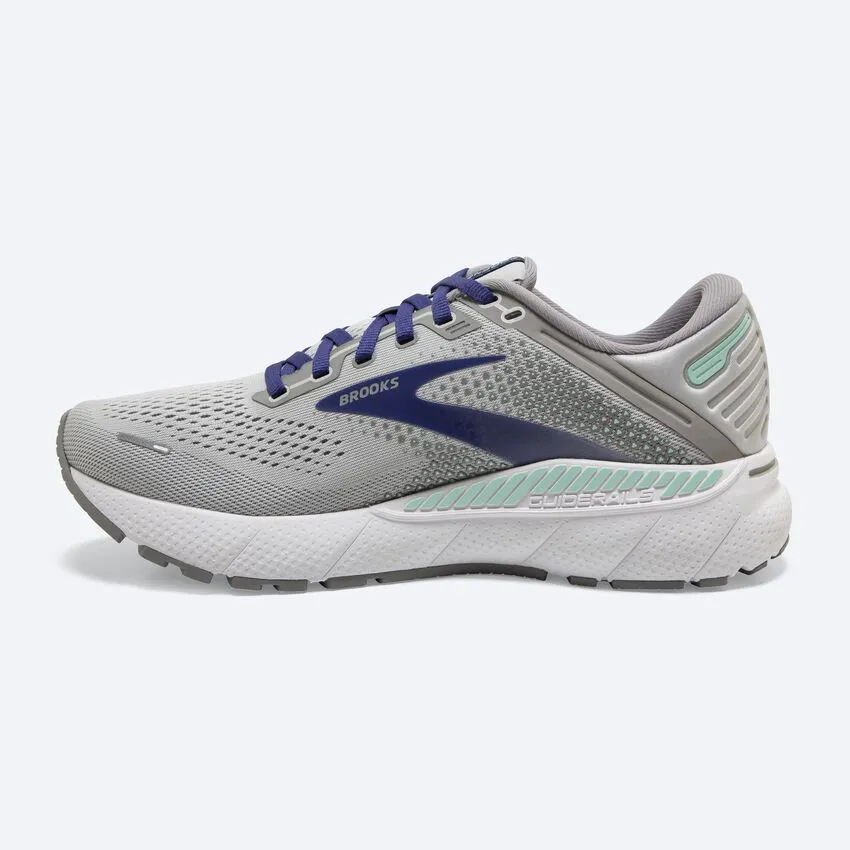Brooks Womens Adrenaline GTS 22 Wide- Alloy/Green/Blue (1203531D045) Brooks