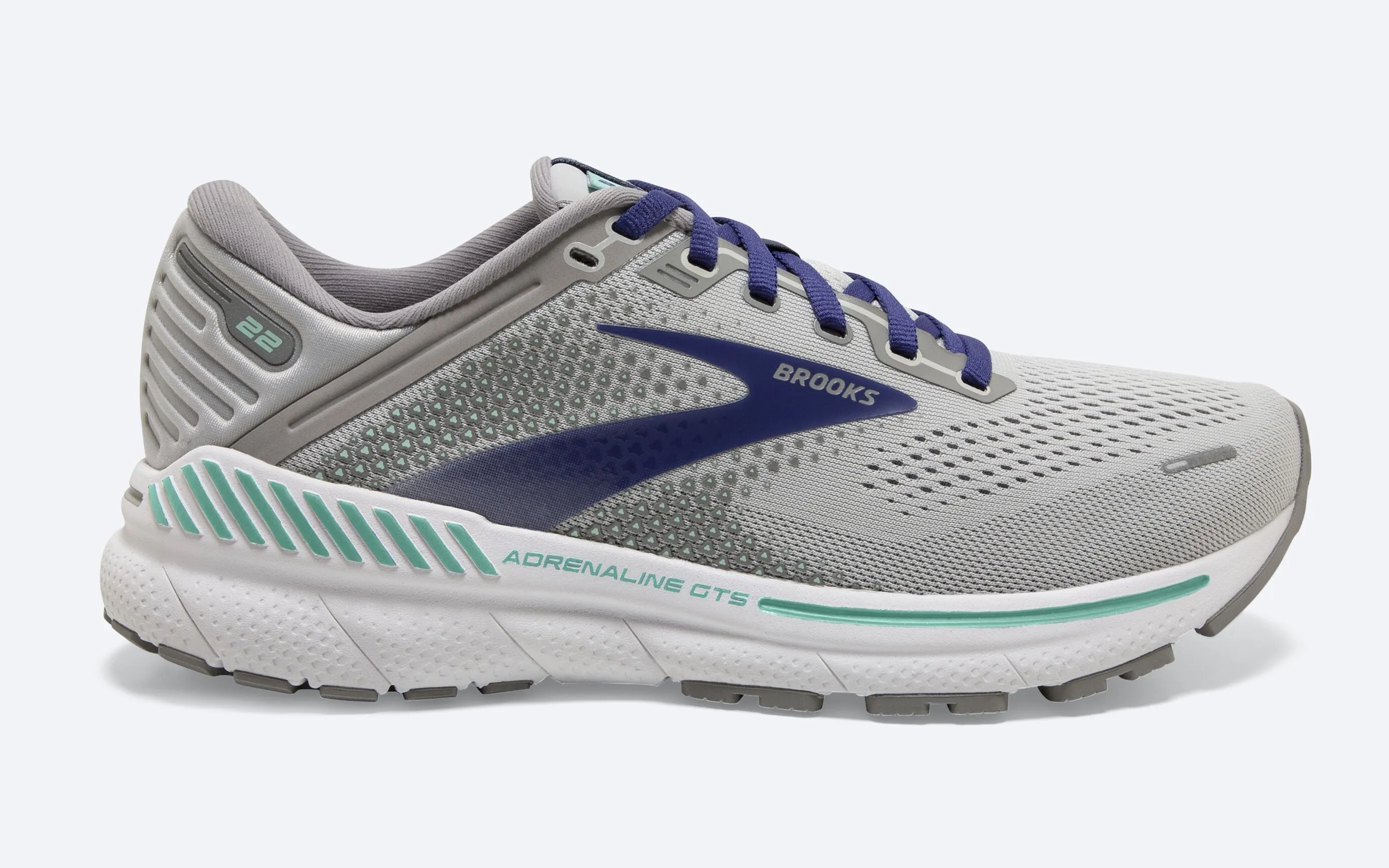 Brooks Womens Adrenaline GTS 22 Wide- Alloy/Green/Blue (1203531D045) Brooks