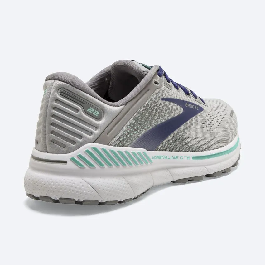 Brooks Womens Adrenaline GTS 22 Wide- Alloy/Green/Blue (1203531D045) Brooks