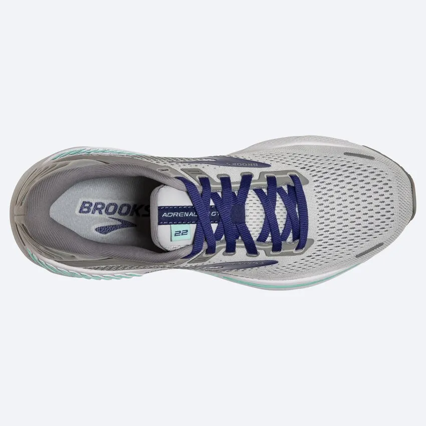 Brooks Womens Adrenaline GTS 22 Wide- Alloy/Green/Blue (1203531D045) Brooks