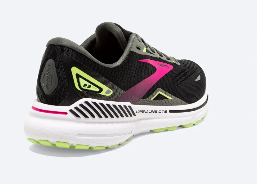 Brooks Womens Adrenaline GTS 23 Wide- Black/Gunmetal/Sharp Green (1203811D037) Brooks