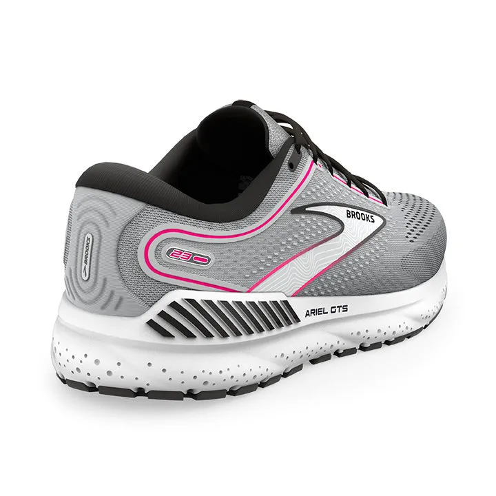 Brooks Womens Ariel GTS 23 Wide- Grey/Black/Pink (1203901D078) Brooks