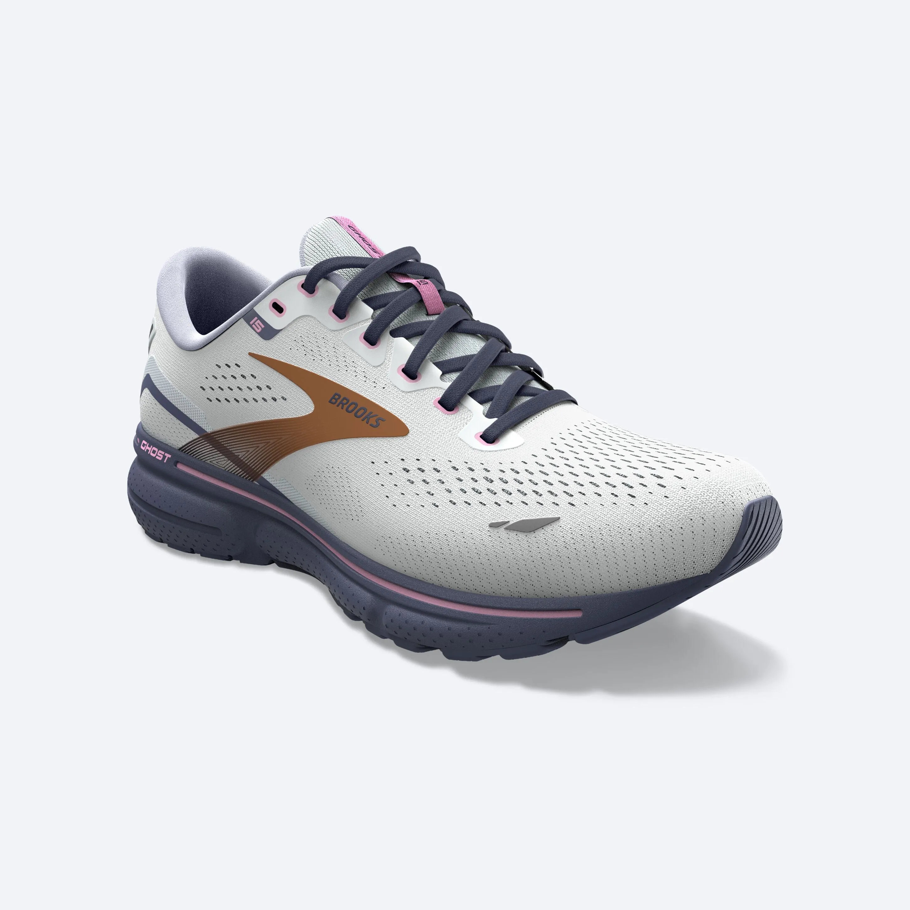 Brooks Womens Ghost 15- Spa Blue/Neo Pink/Copper (1203801B492) Brooks