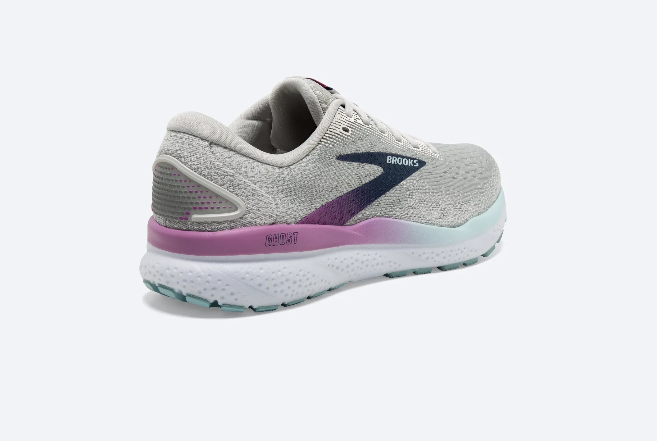 Brooks Womens Ghost 16 Wide - White/Grey/Estate Blue (1204071D175) Brooks