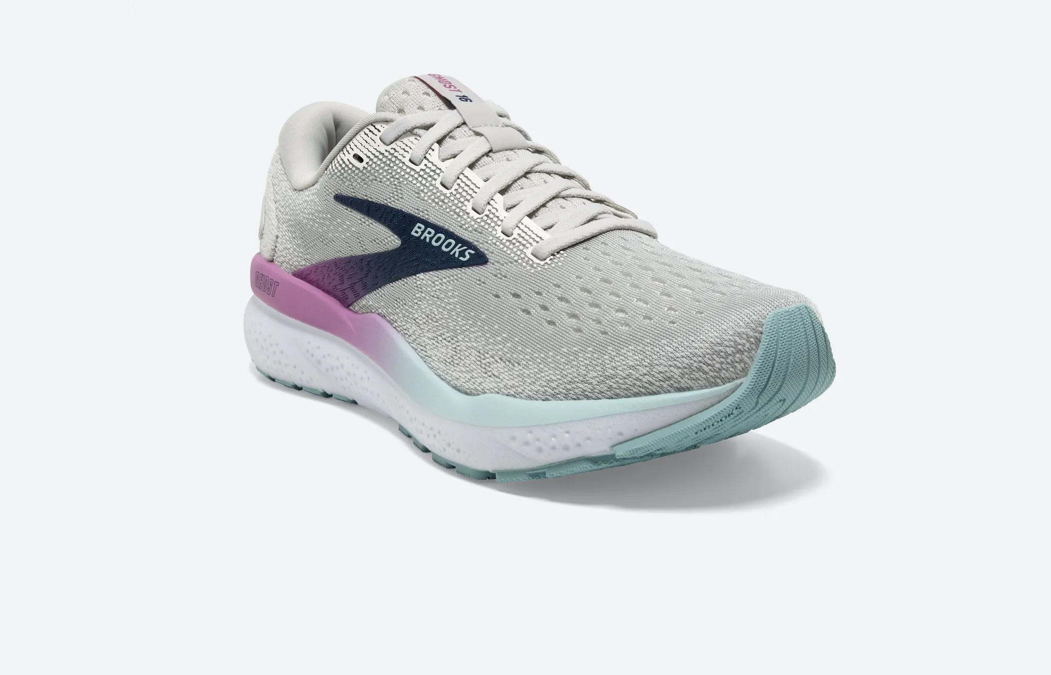 Brooks Womens Ghost 16 Wide - White/Grey/Estate Blue (1204071D175) Brooks