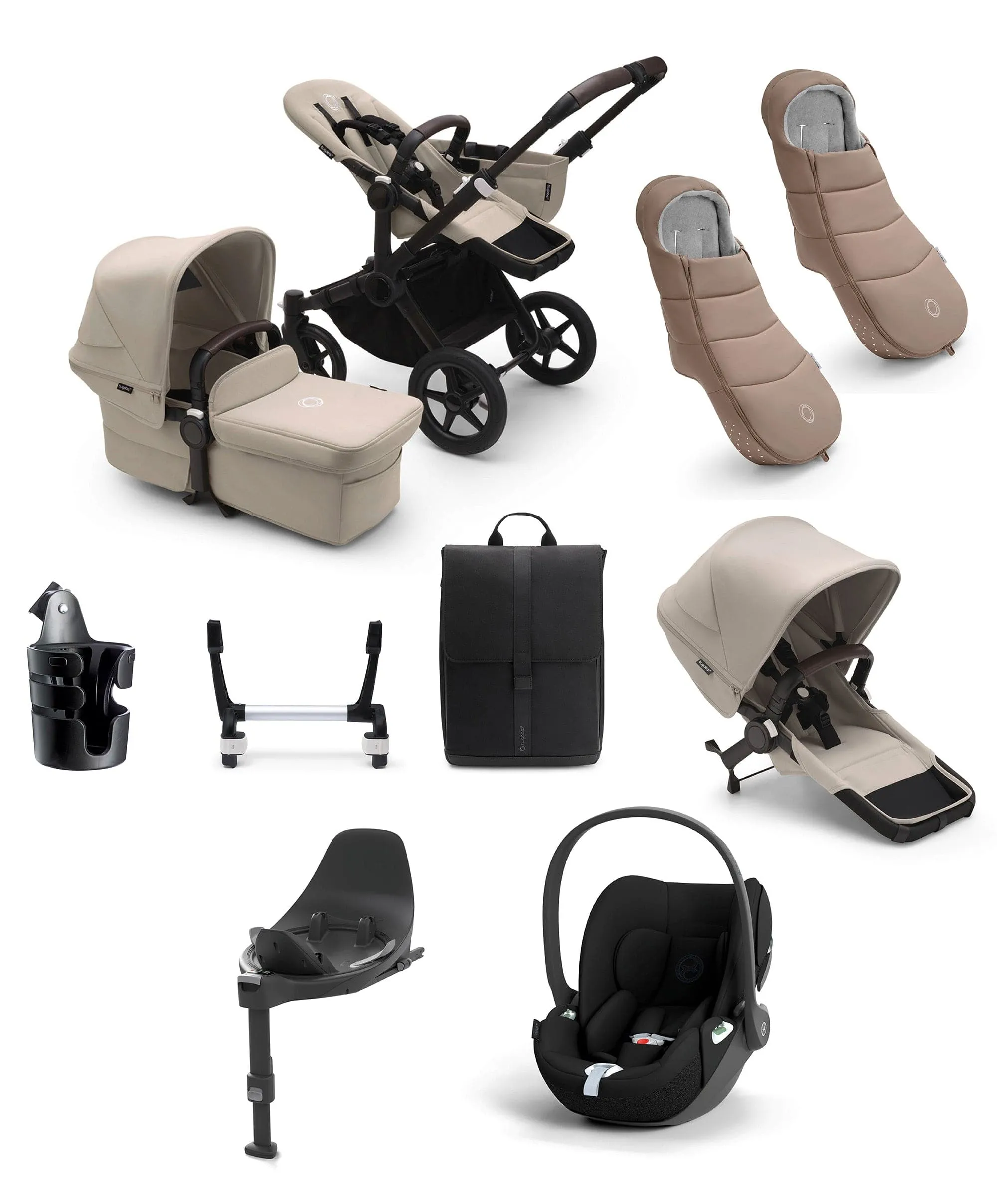 Bugaboo Donkey 5 Duo Pushchair Bundle with Cloud T Car Seat & Base - Taupe