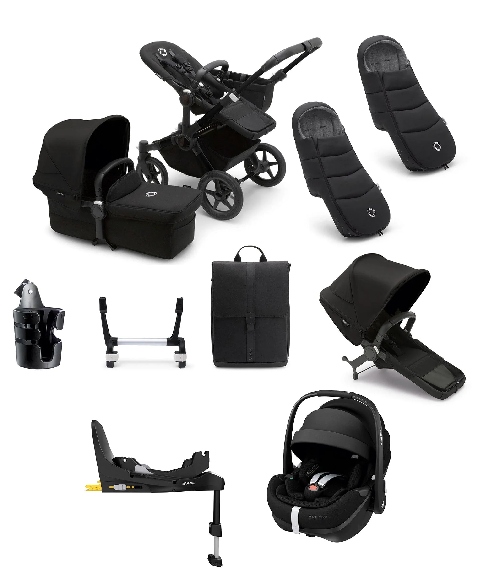 Bugaboo Donkey 5 Duo Pushchair Bundle with Maxi-Cosi Pebble 360 Pro² Car Seat & Base - Black