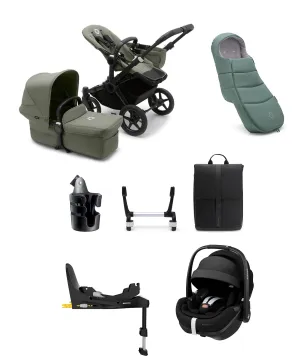 Bugaboo Donkey 5 Mono Complete Pushchair Ultimate Bundle with Maxi-Cosi Pebble 360 Pro² Car Seat & Base - Forest Green