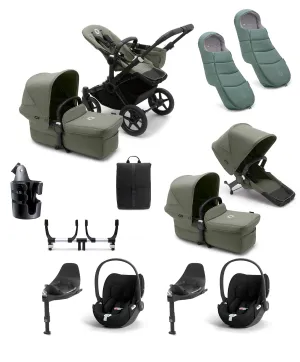 Bugaboo Donkey 5 Twin Pushchair Bundle with Cloud T Car Seat & Base - Forest Green