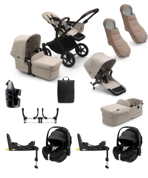 Bugaboo Donkey 5 Twin Pushchair Bundle with Maxi-Cosi Pebble 360 Pro² Car Seat & Base - Taupe