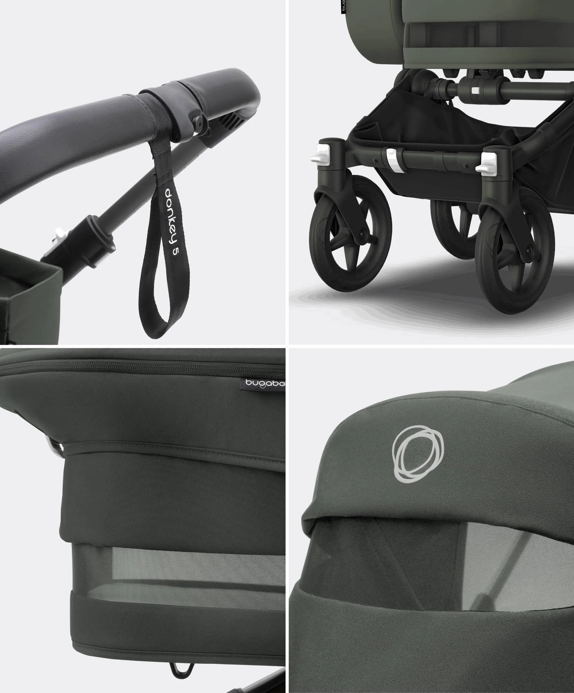 Bugaboo Donkey 5 Twin Pushchair Essential Bundle - Forest Green