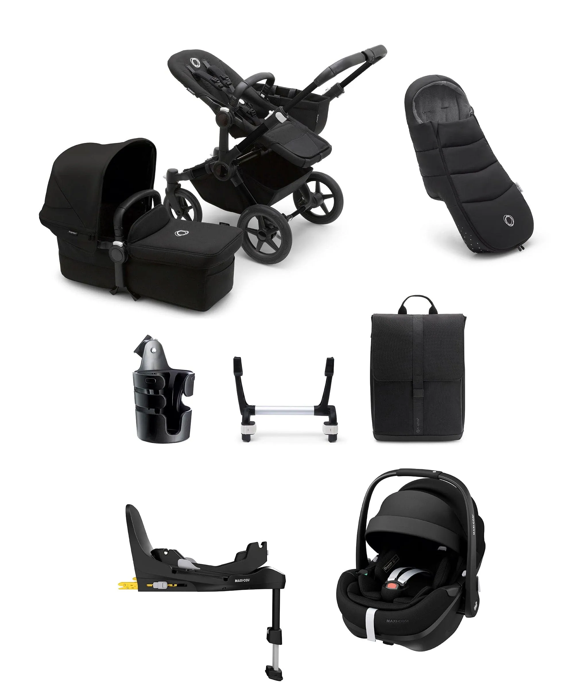 Bugaboo Pushchairs Bugaboo Donkey 5 Mono Complete Pushchair Ultimate Bundle with Maxi-Cosi Pebble 360 Pro² Car Seat & Base - Black