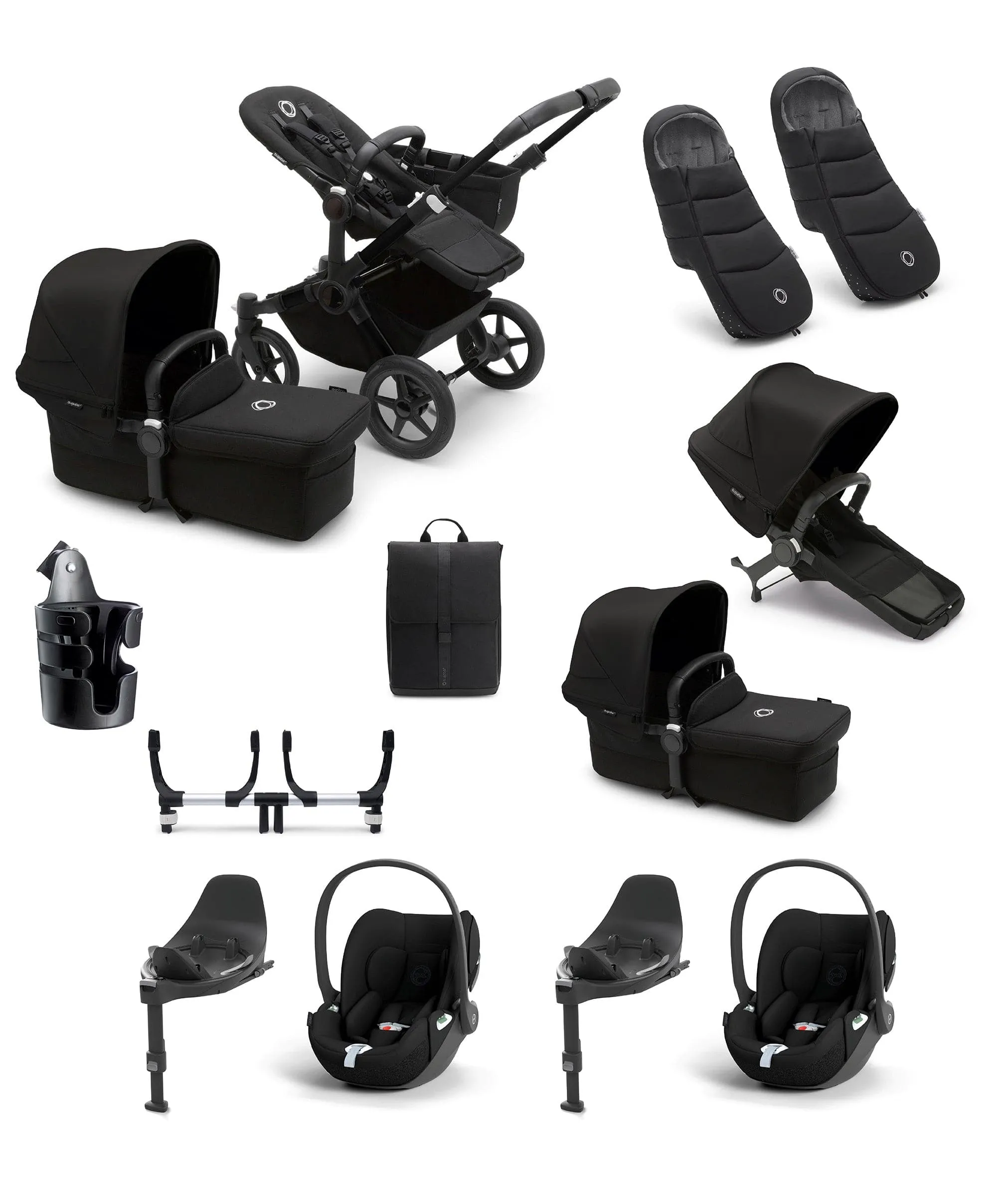 Bugaboo Pushchairs Bugaboo Donkey 5 Twin Pushchair Bundle with Cloud T Car Seat & Base - Black