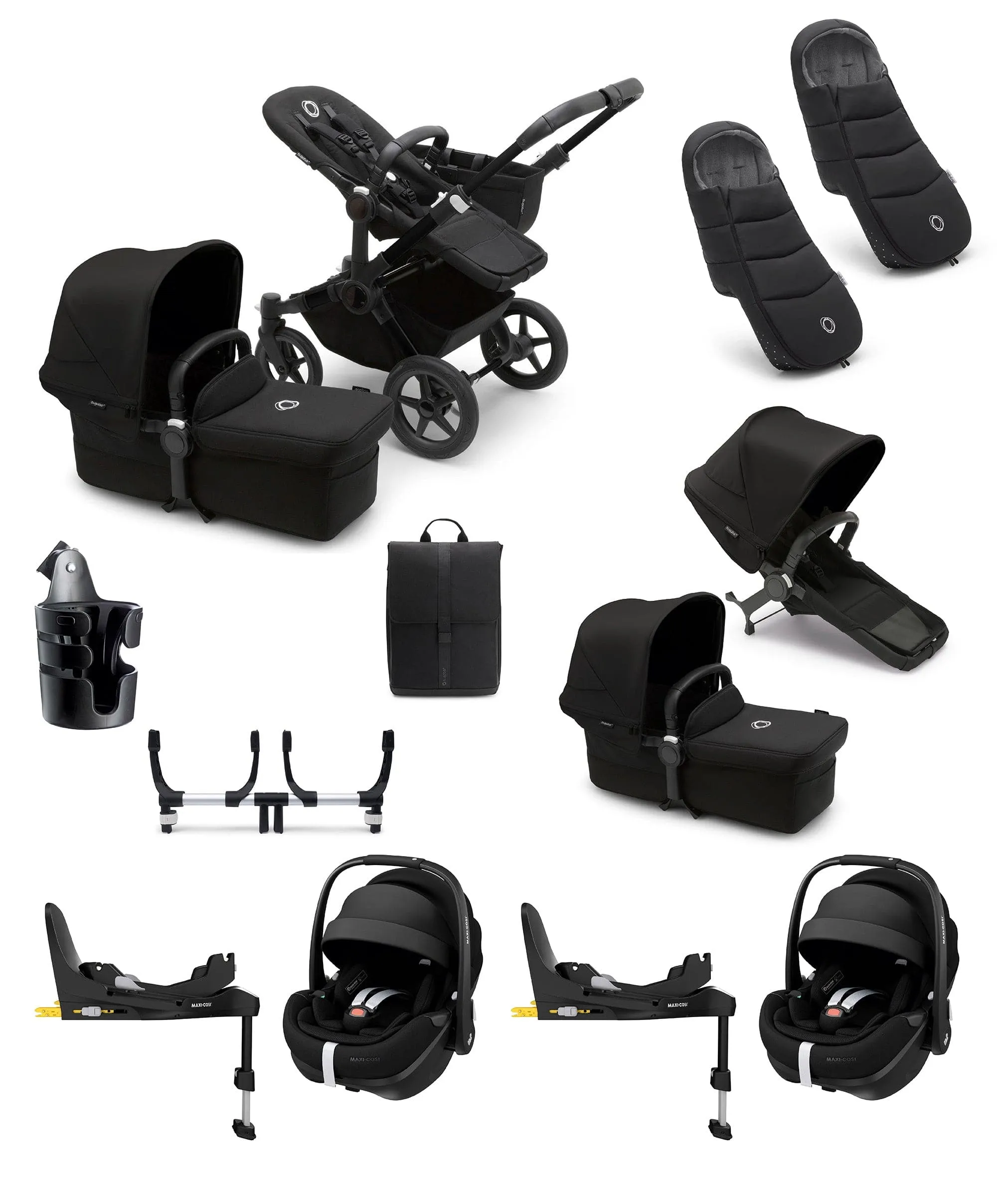 Bugaboo Pushchairs Bugaboo Donkey 5 Twin Pushchair Bundle with Maxi-Cosi Pebble 360 Pro² Car Seat & Base - Black