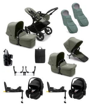 Bugaboo Pushchairs Bugaboo Donkey 5 Twin Pushchair Bundle with Maxi-Cosi Pebble 360 Pro² Car Seat & Base - Forest Green