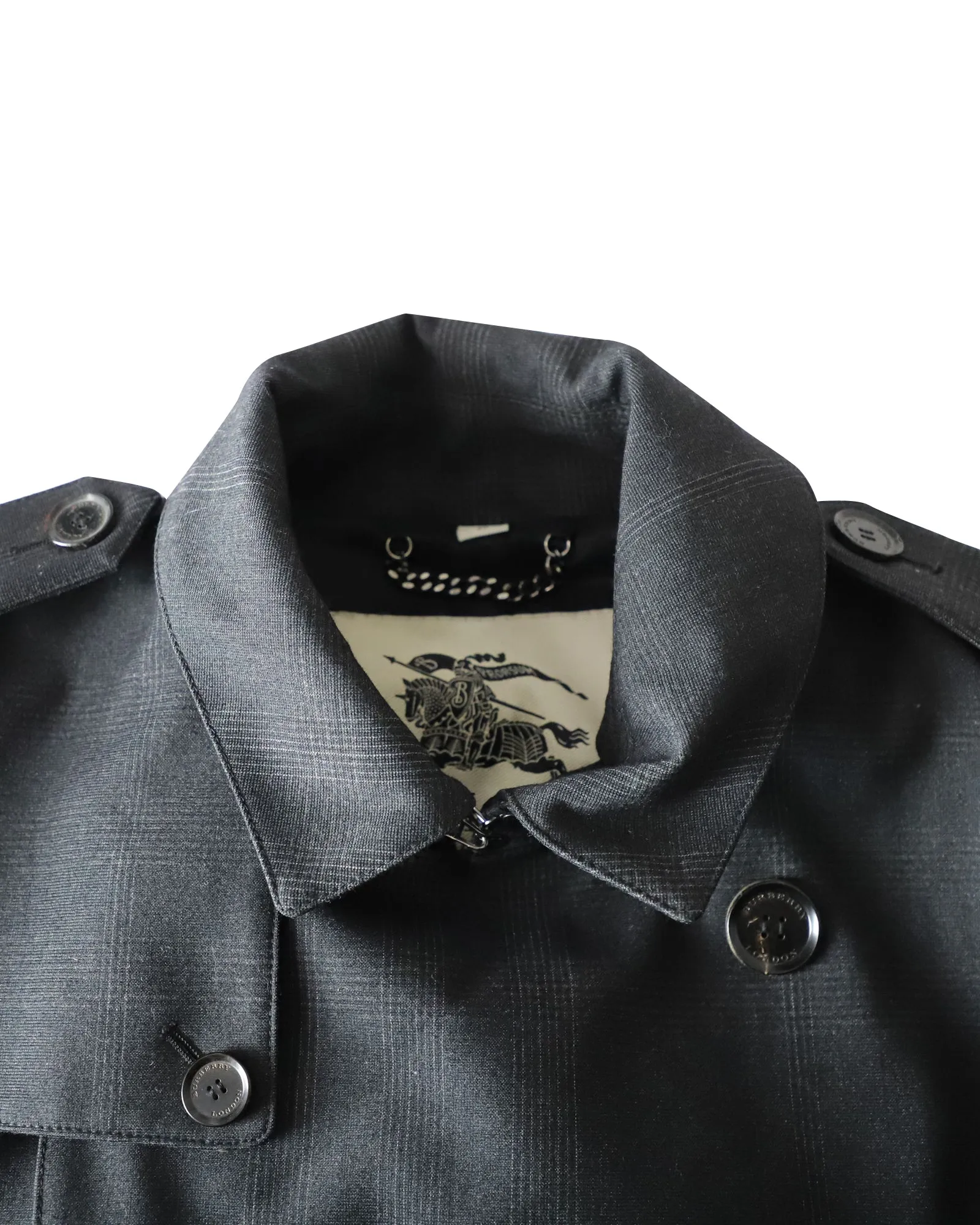 Burberry Double-Breasted Coat in Grey Cotton