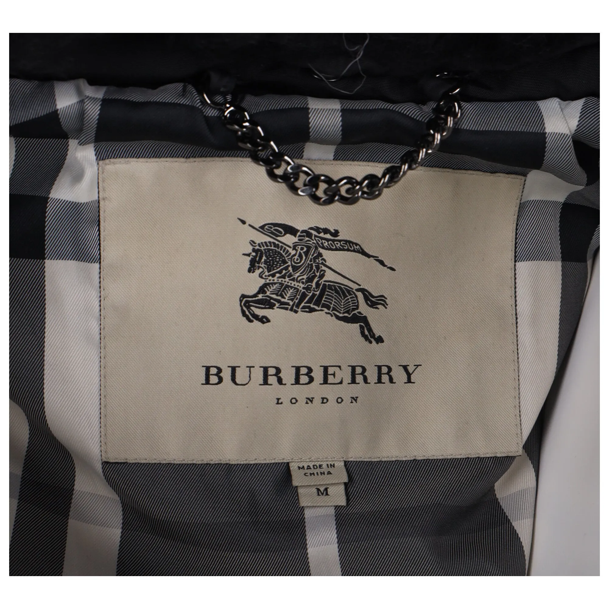 Burberry London Fur Trim Belted Trench Coat in Black Polyamide