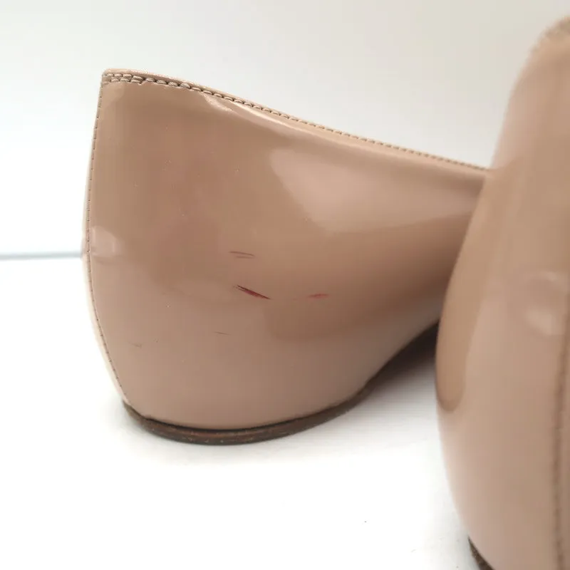 Christian Louboutin Pigalle Pointed Toe Flats Nude Patent Leather Size 36.5