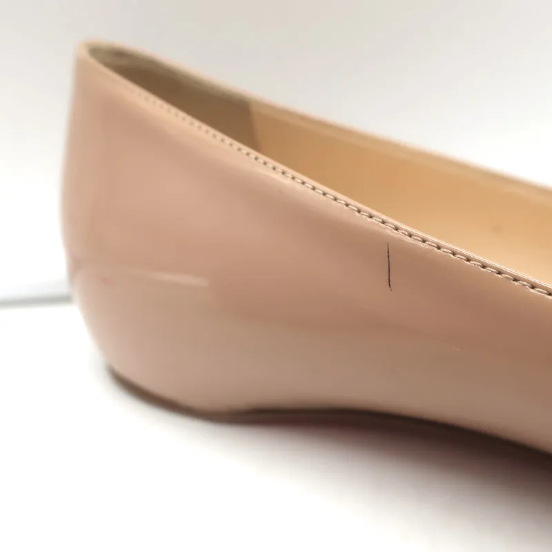 Christian Louboutin Pigalle Pointed Toe Flats Nude Patent Leather Size 36.5