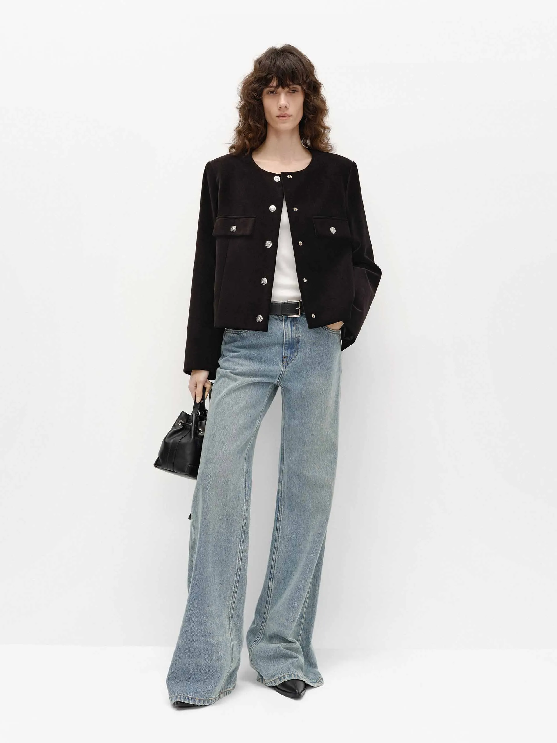 Crew Neck Cropped Coat