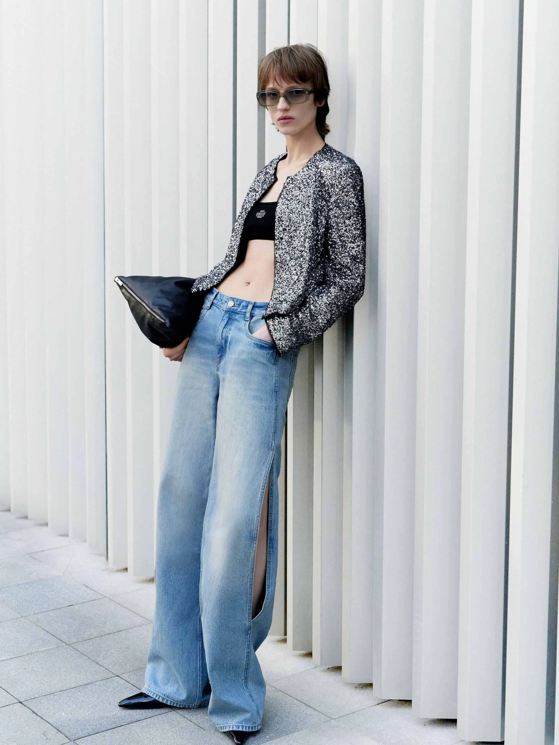 Cropped Sequin Coat
