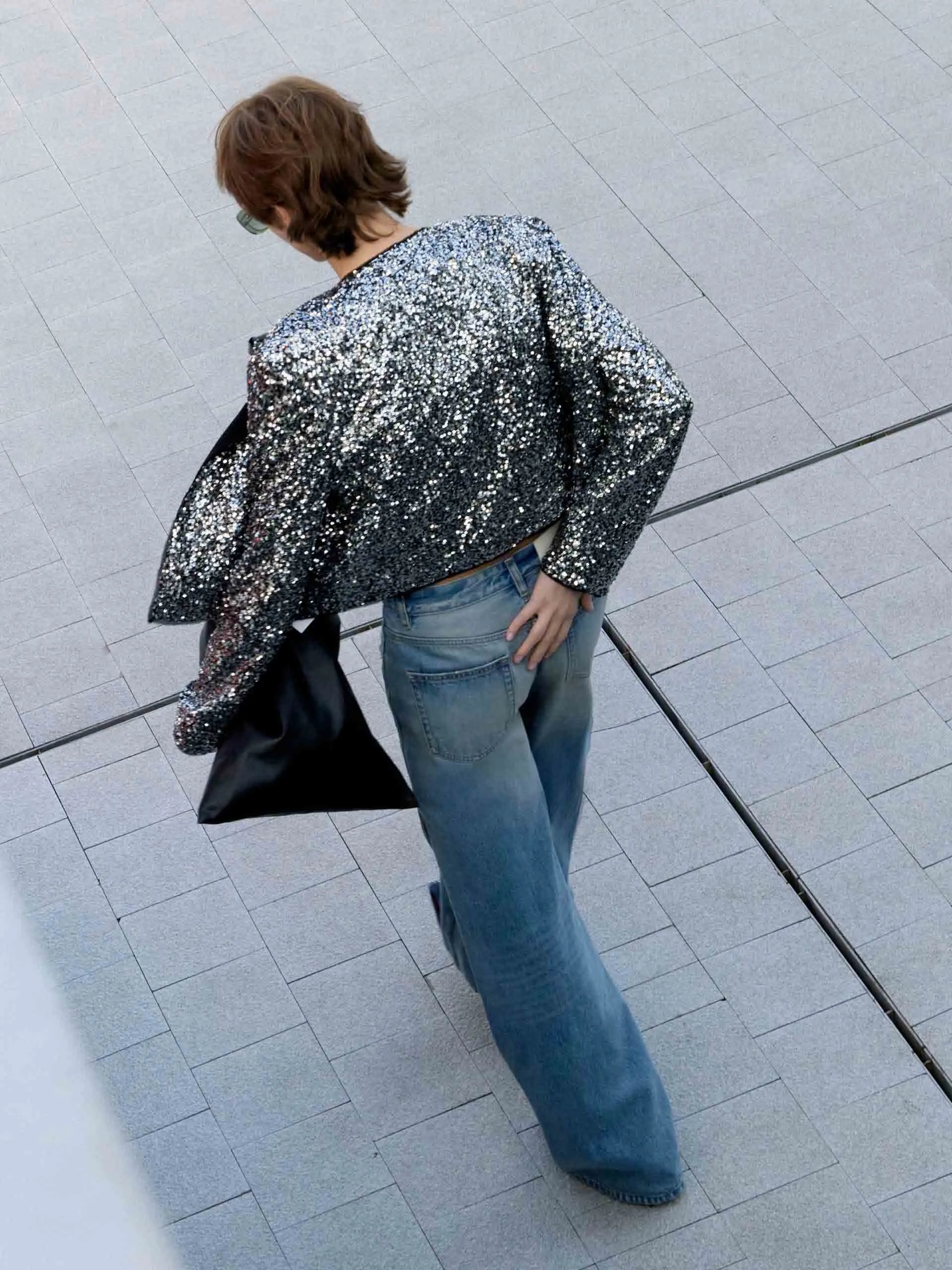 Cropped Sequin Coat