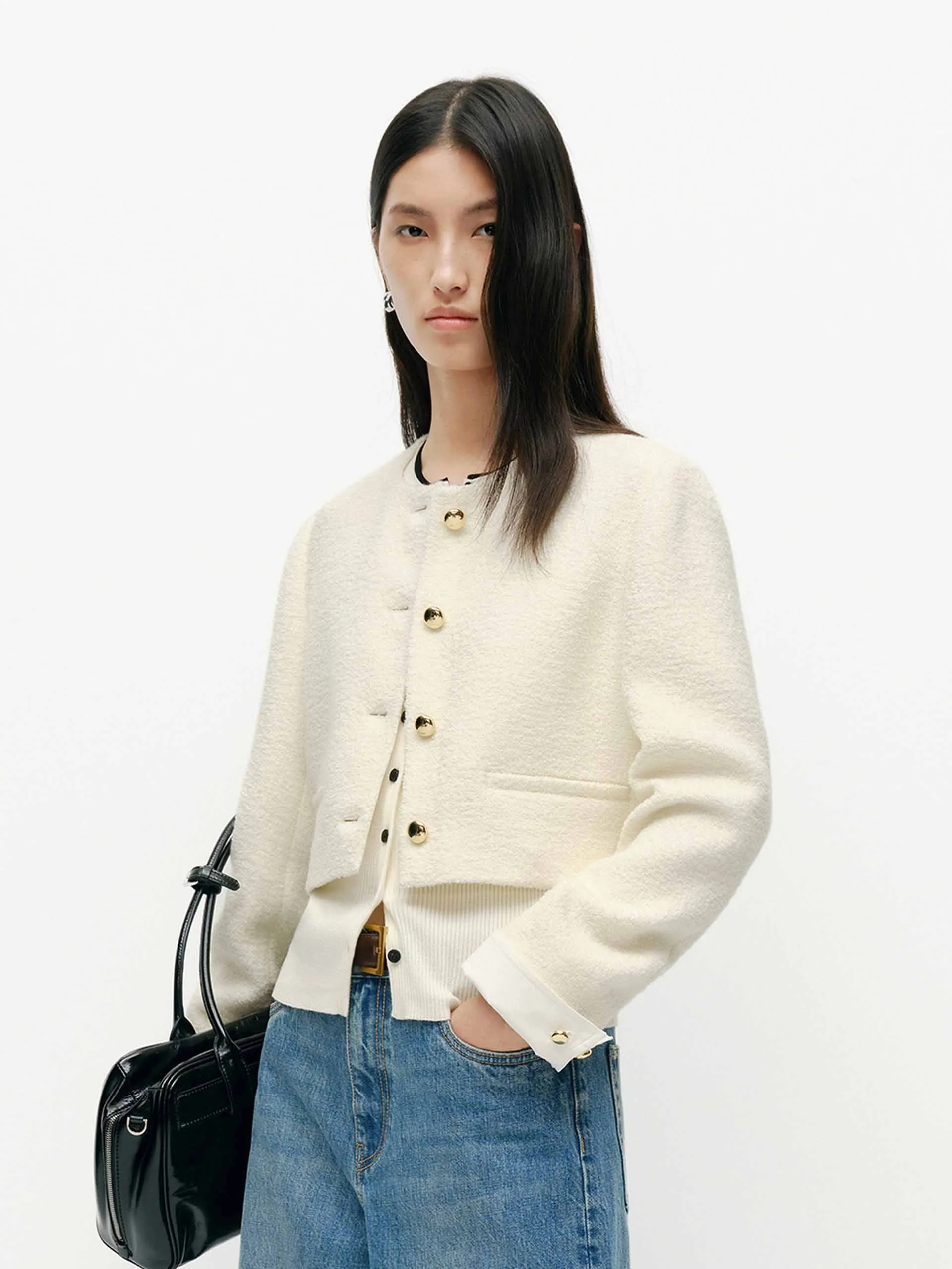 Cropped Tweed Coat