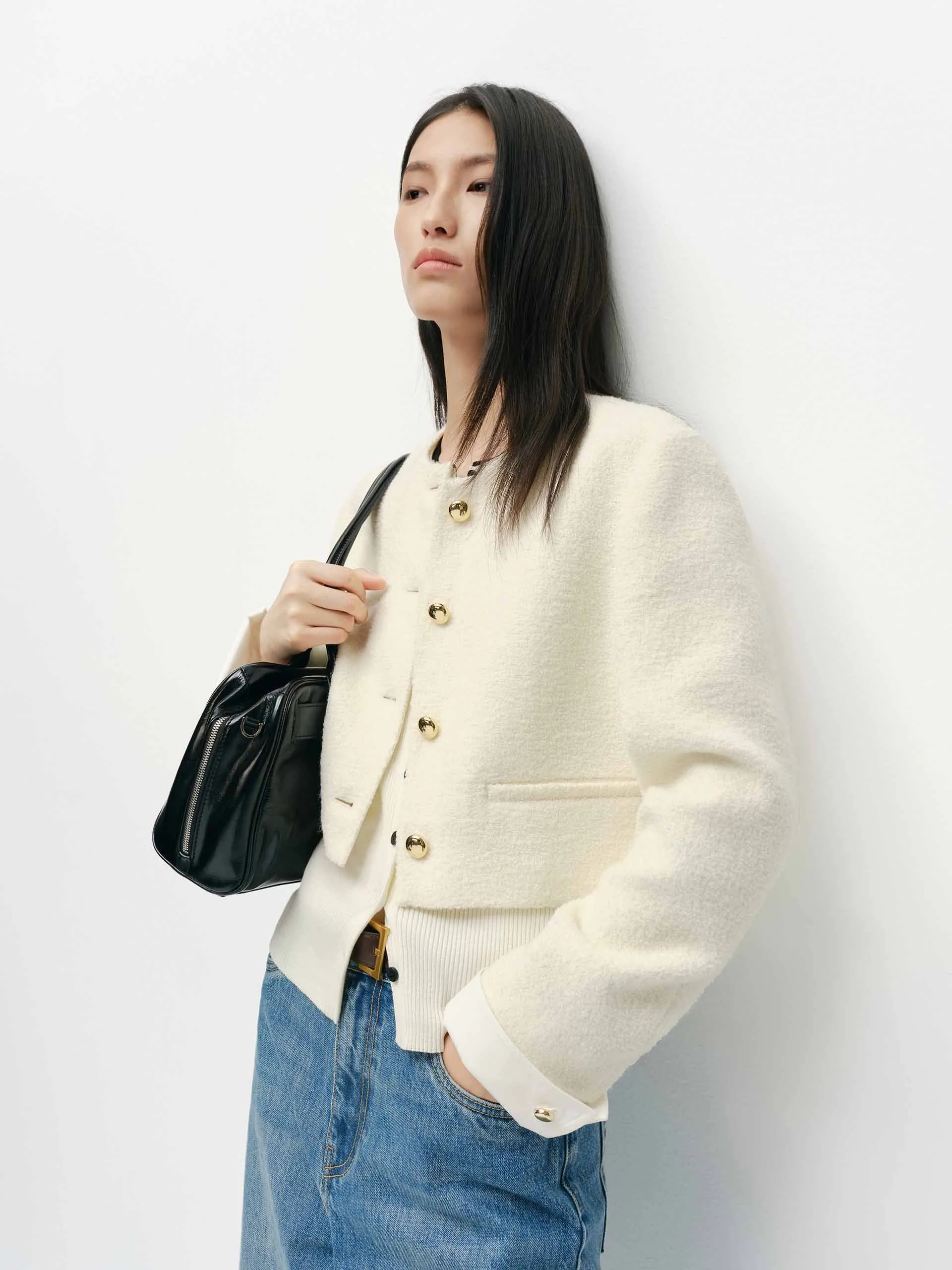 Cropped Tweed Coat