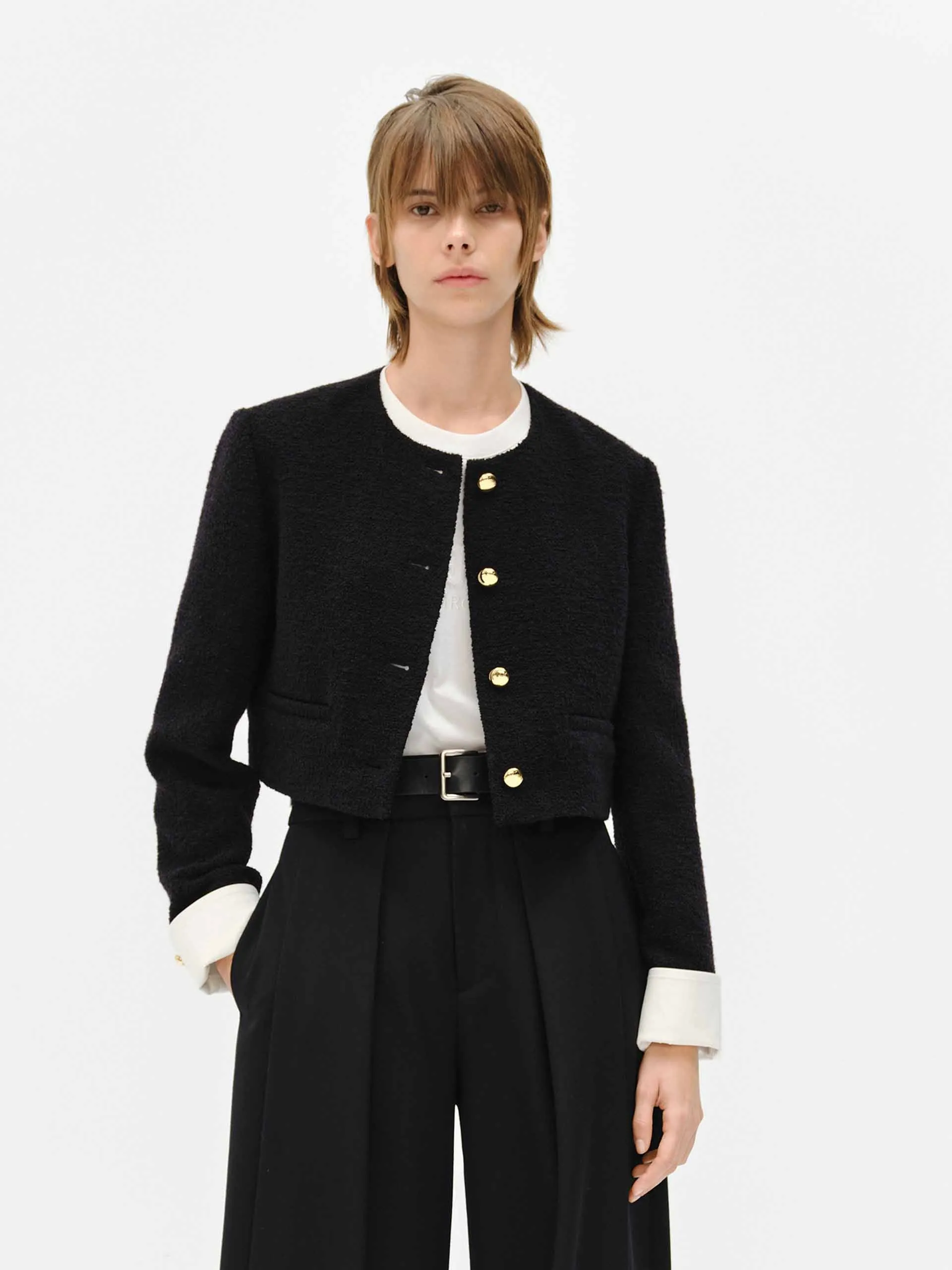 Cropped Tweed Coat