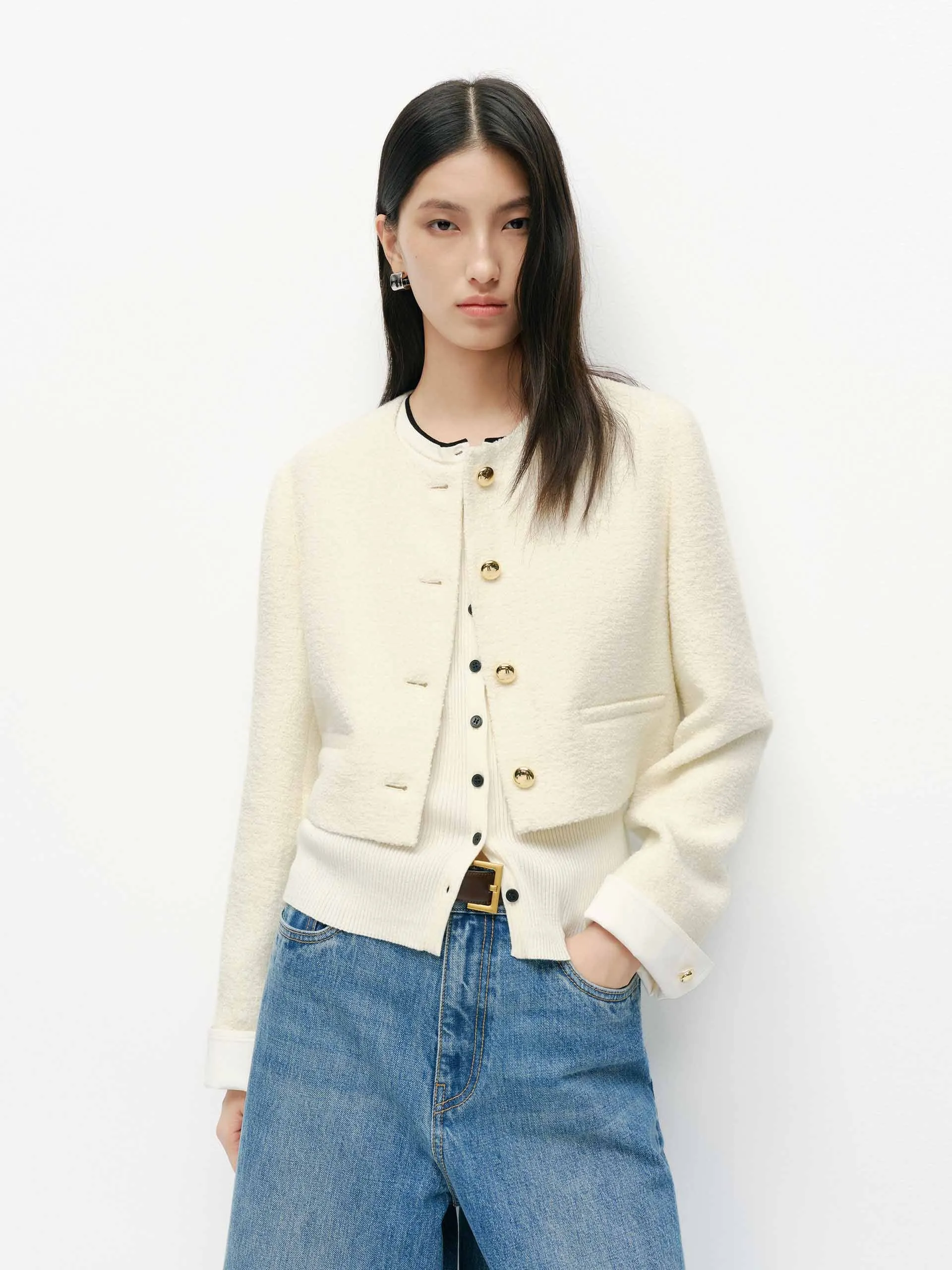 Cropped Tweed Coat
