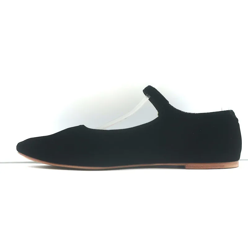 Doen Mary Jane Slippers Black Velvet Size 37.5