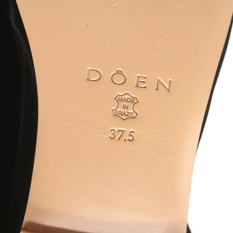 Doen Mary Jane Slippers Black Velvet Size 37.5