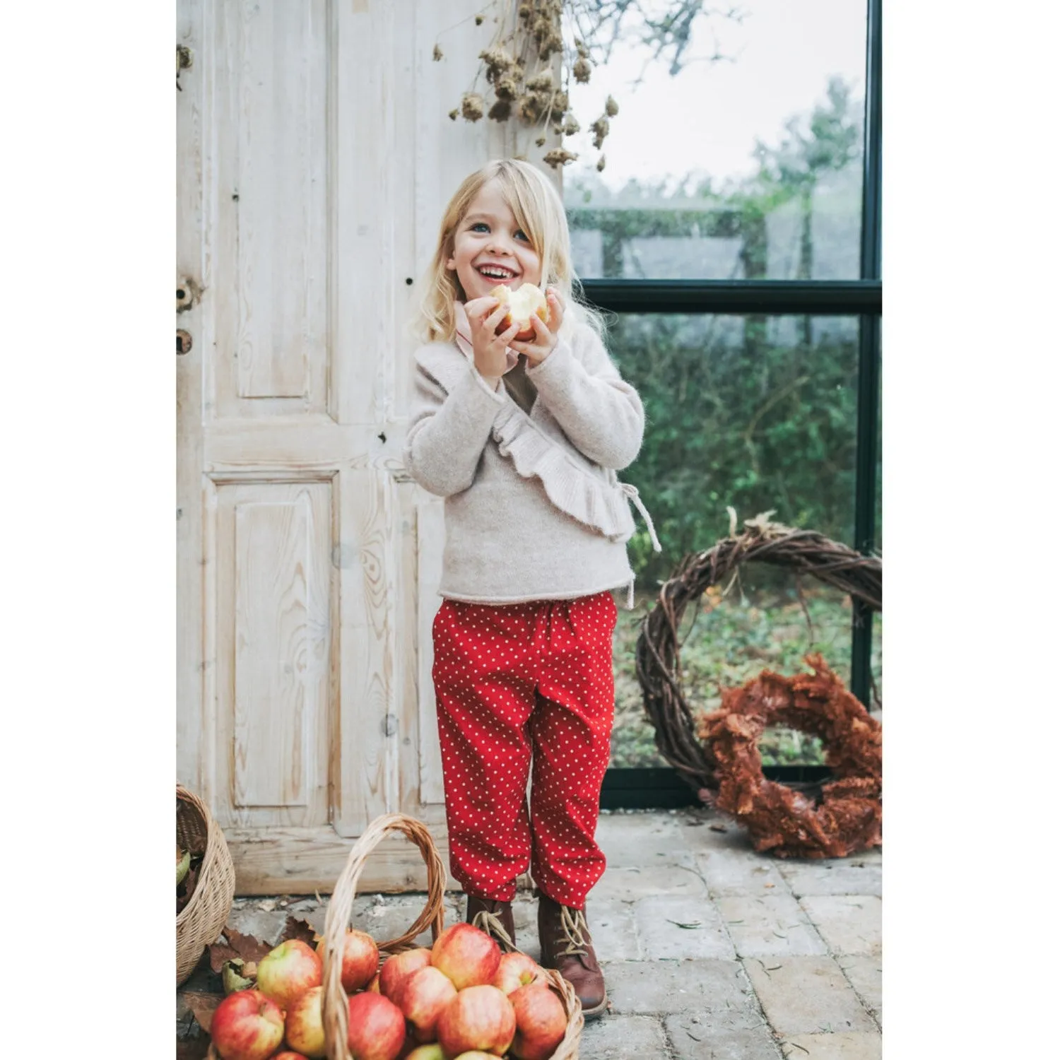 Fliink Pompeian Red Dolly Dot Pants Babykids_Fliink