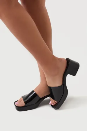 Forever 21 Women's Jelly Open-Toe Block Heels Black Forever 21