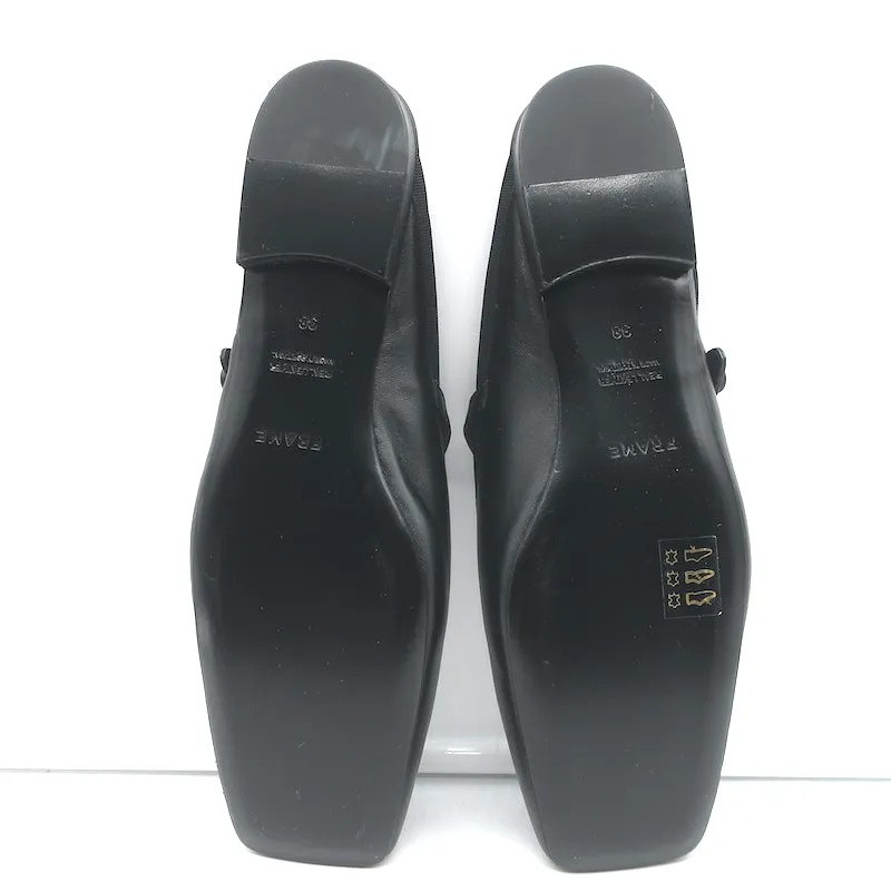 FRAME Le Em Flat Mary Jane Mules Black Leather Size 38 NEW