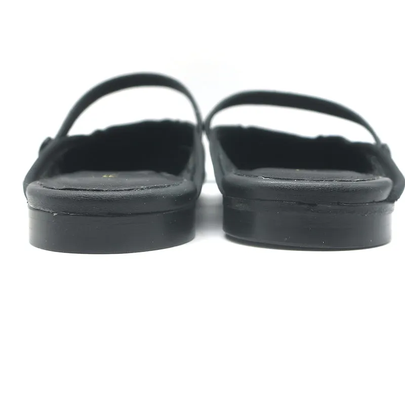 FRAME Le Em Flat Mary Jane Mules Black Leather Size 38 NEW