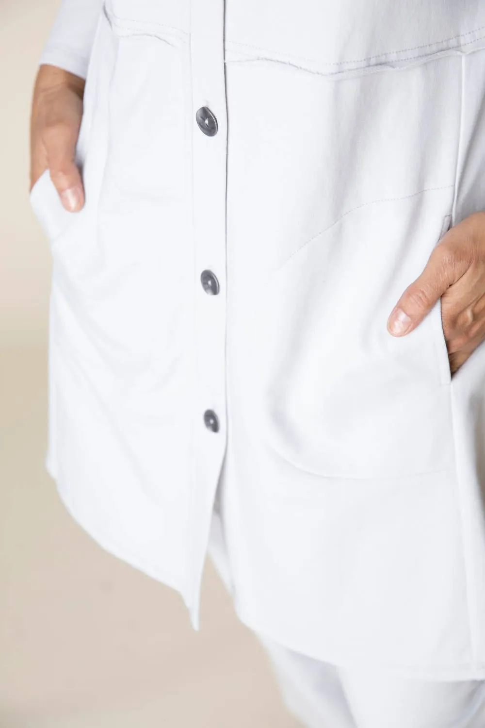 French Terry Car Coat In White